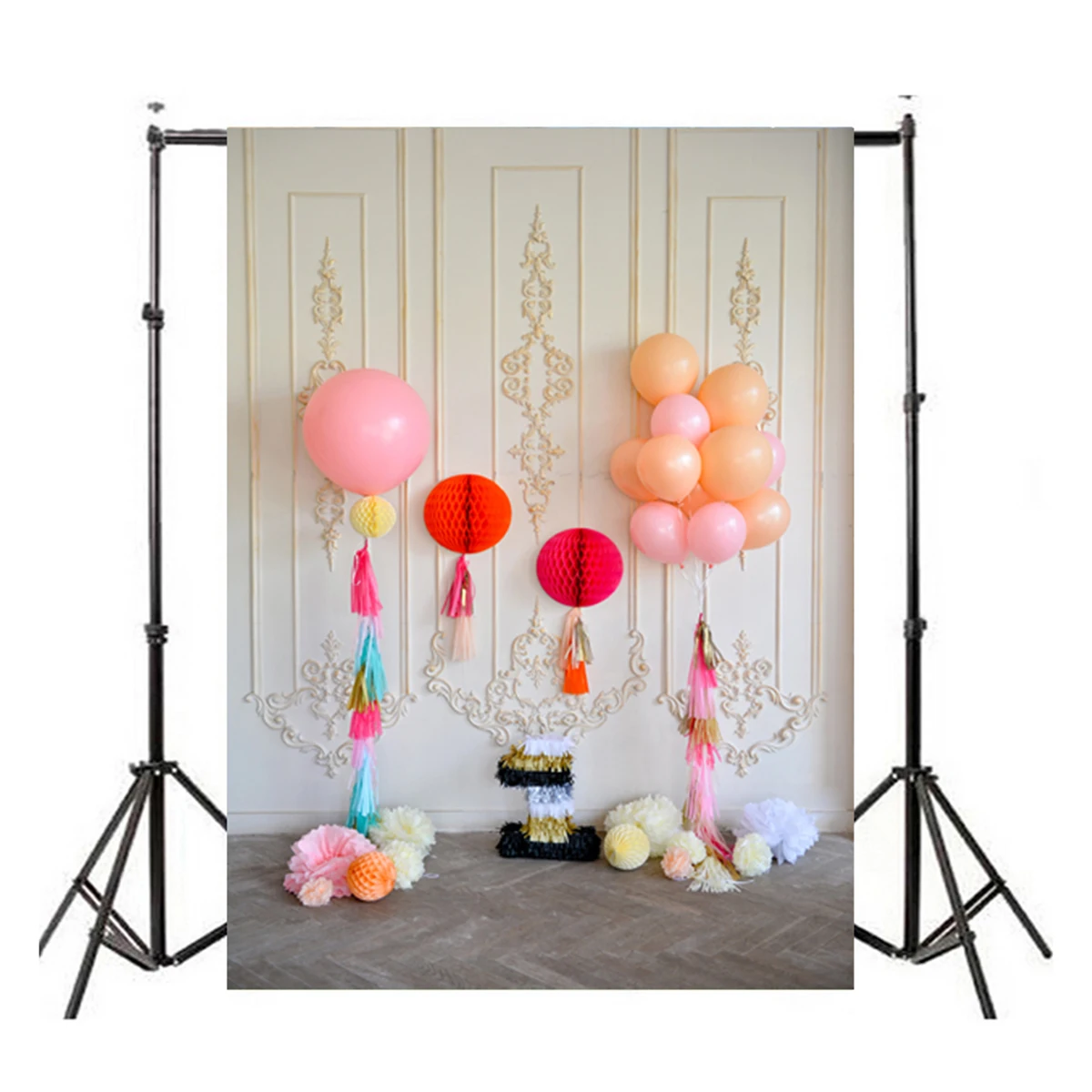 

1St Birthday Backdrop Cloth 5X3Ft Wrinkle-Free Photography Background Kids Party Photo Studio Props Durable Printed
