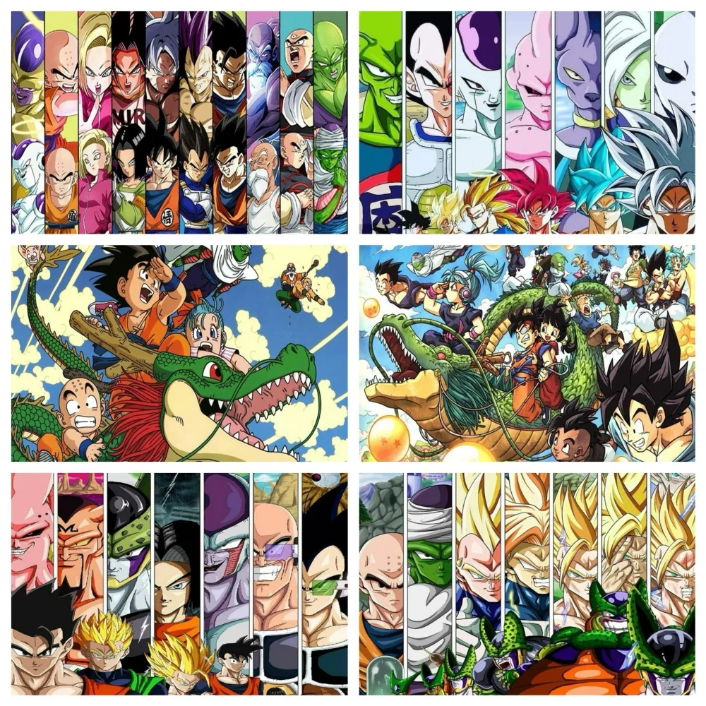 D-ragón Ball Goku Vegeta pintura de diamante 5D DIY arte mosaico bordado punto de cruz rompecabezas manualidades decoración de la habitación nuevo 2025