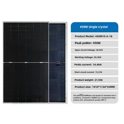 200-550W New Monocrystalline Silicon Solar Panel Photovoltaic Power Generation Panel Module Monocrystalline Solar Energy