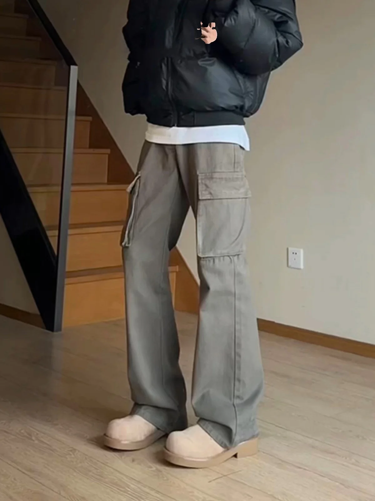 

Men's Workwear Pants Multiple kets Straight Leg High Street Cleanfit Trousers Autumn Winter Faion Casual Pants