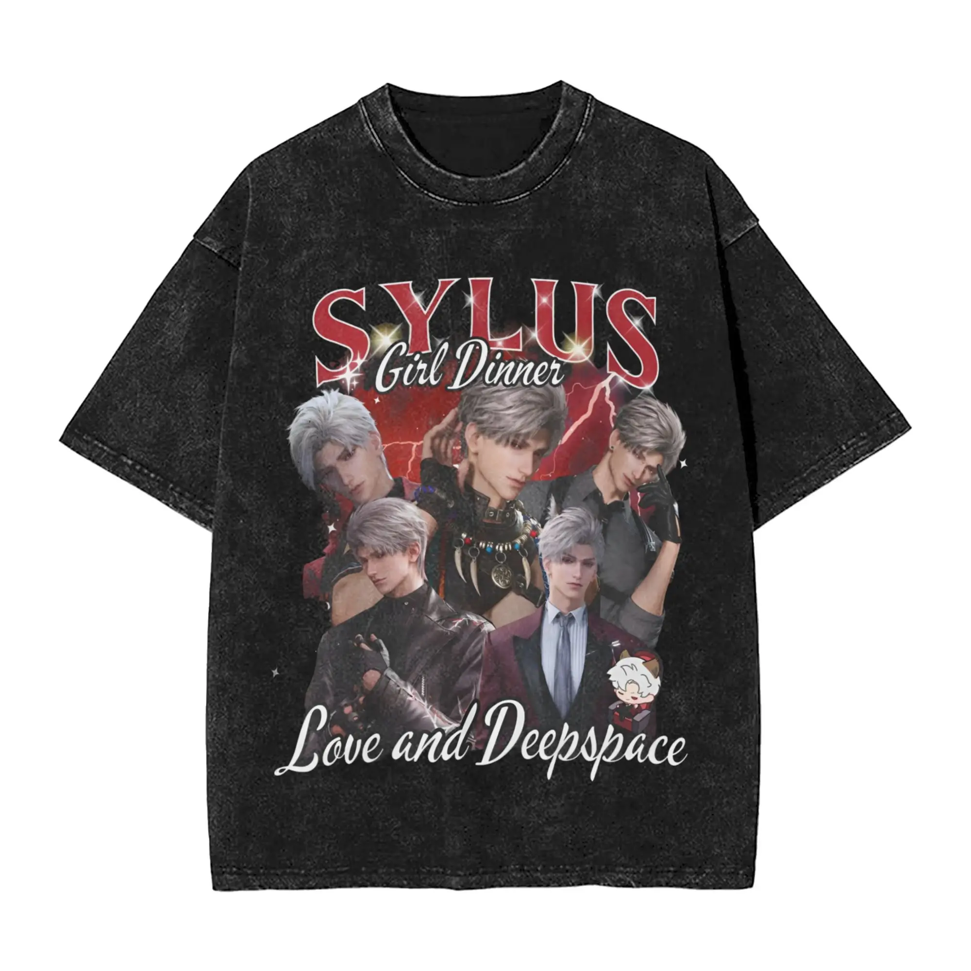 

Рубашки в стиле Харадзюку в стиле ретро, одежда Sylus Bootleg Love and Deepspace, новинка, футболка большого размера, уличная одежда, футболки с короткими рукавами