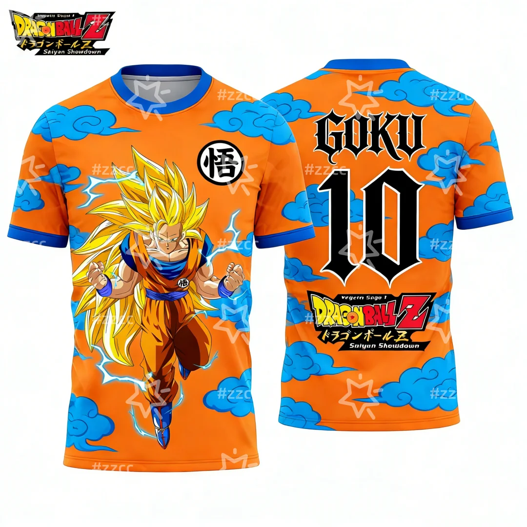 25-26 Dragon Ball Goku Grafik T-Shirt Messi Fußballtrikot Herbst Sport Schnelltrocknend Herren T-Shirt Kinderkleidung Tee Y2k