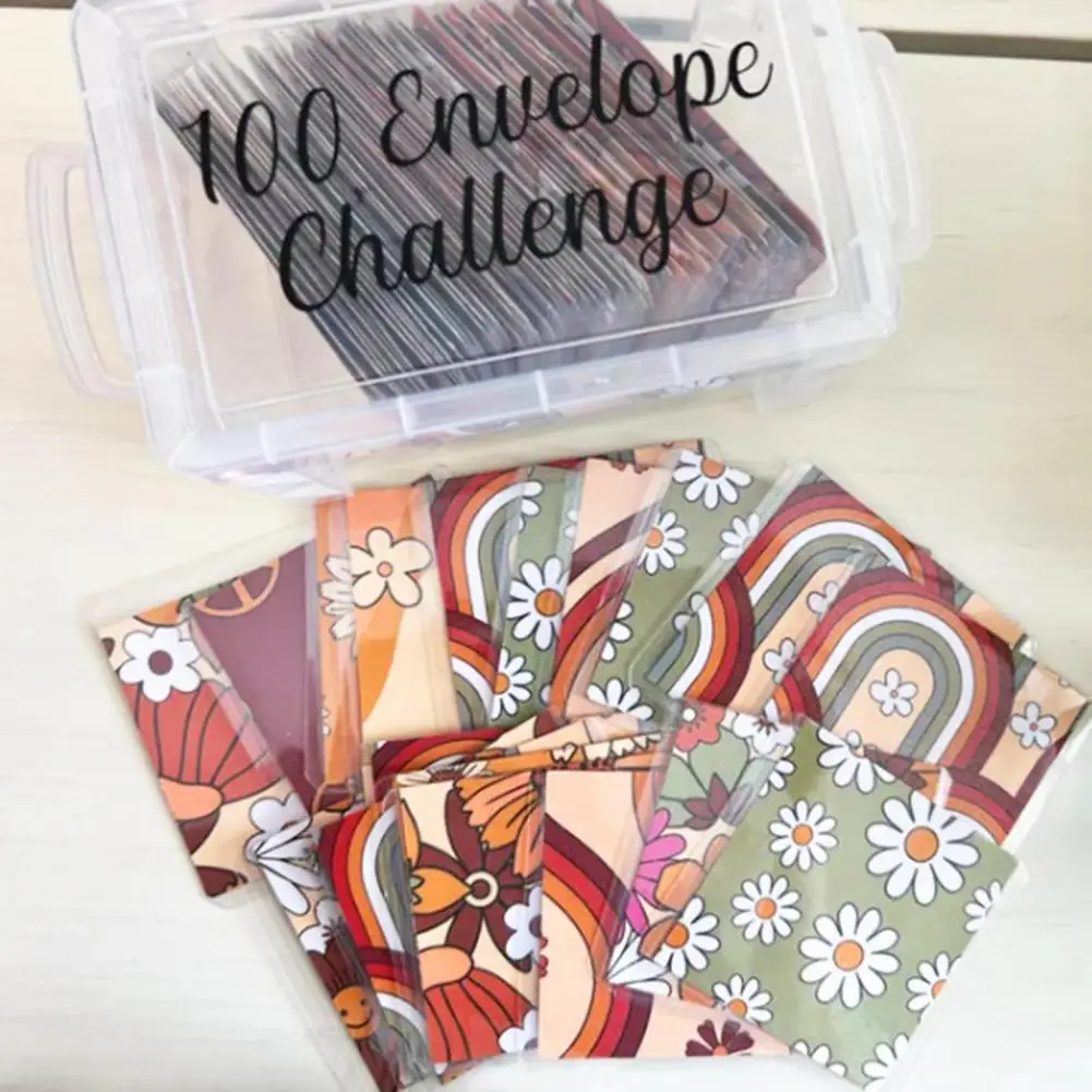 

Goal-setting Savings Box Cash Challenge Envelopes Money Saving Kit 100 Envelope Challenge Box Set for Home Budgeting Savings