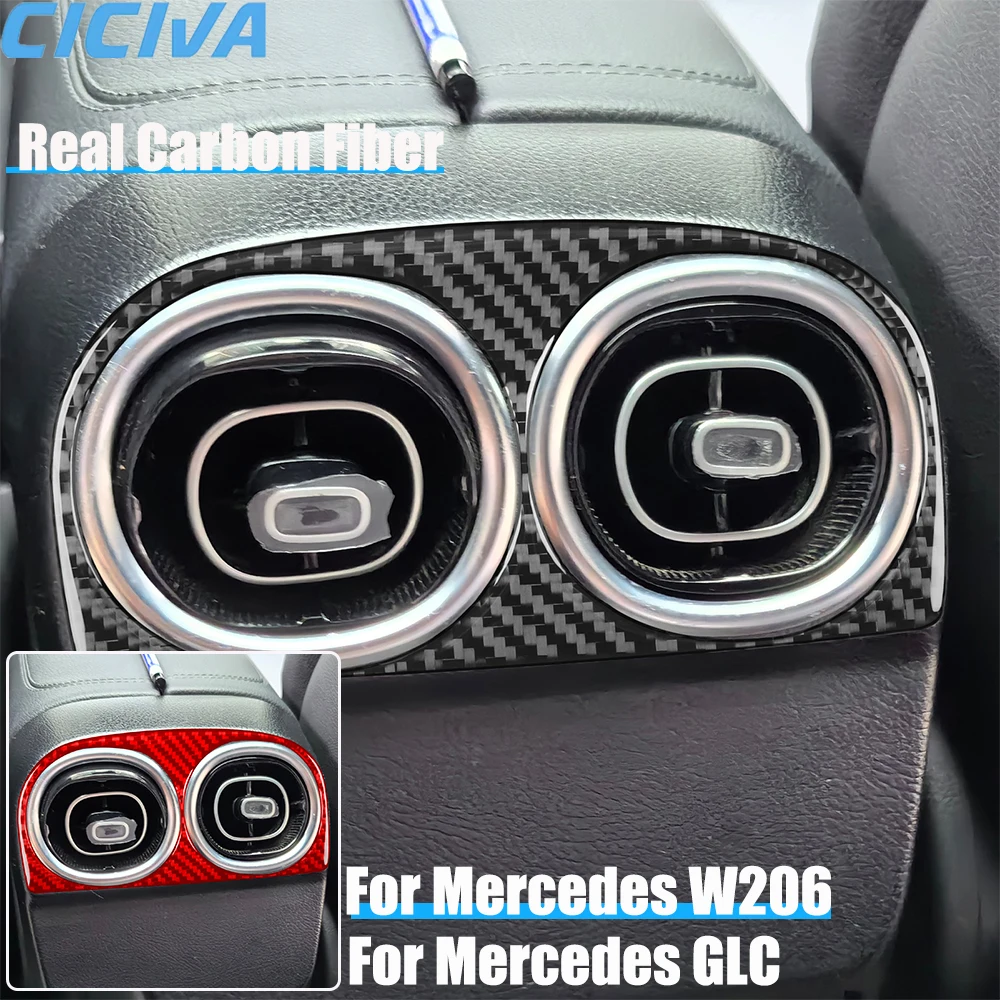

Real Carbon Fiber Car Accessories Rear Air Vent Trim Cover Soft Sticker For Mercedes C-class W206 2022 2023 2024 GLC 2023 2024