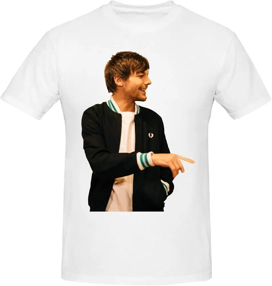 Mitman Louis Music Tomlinson t-Shirts Men's Summer Cotton Casual Crew Neck Short Sleeve Shirt Unisex tees Black