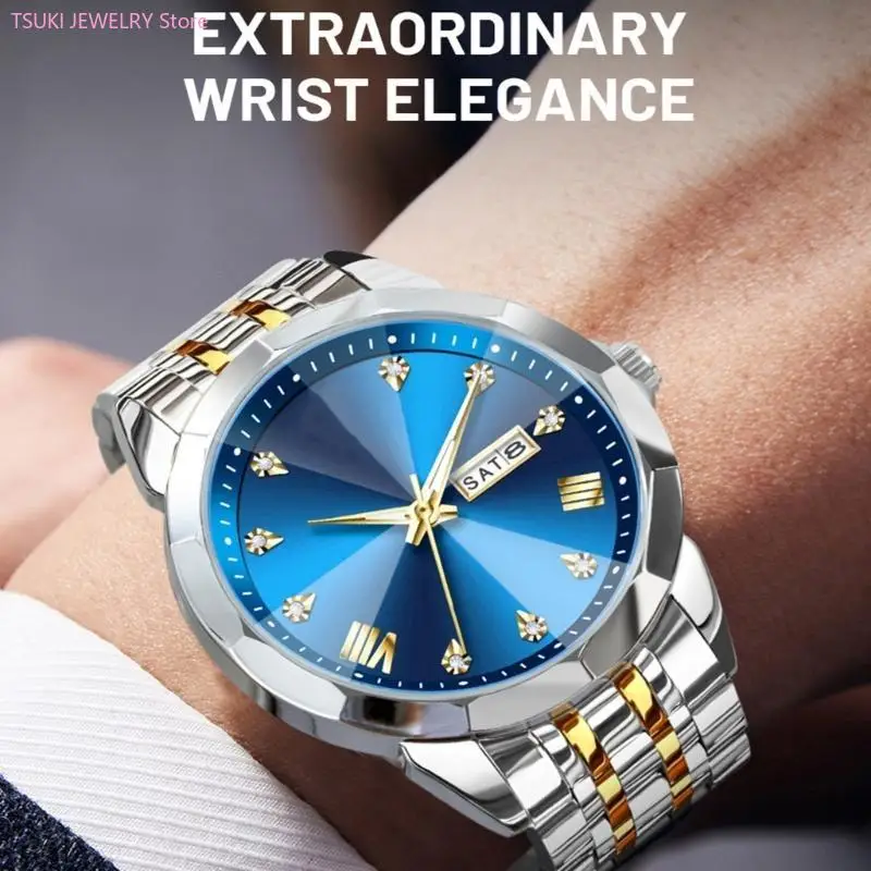 

62KE Классические мужские кварцевые наручные часы из цинкового сплава, удобный ремешок из нержавеющей стали, повышенная