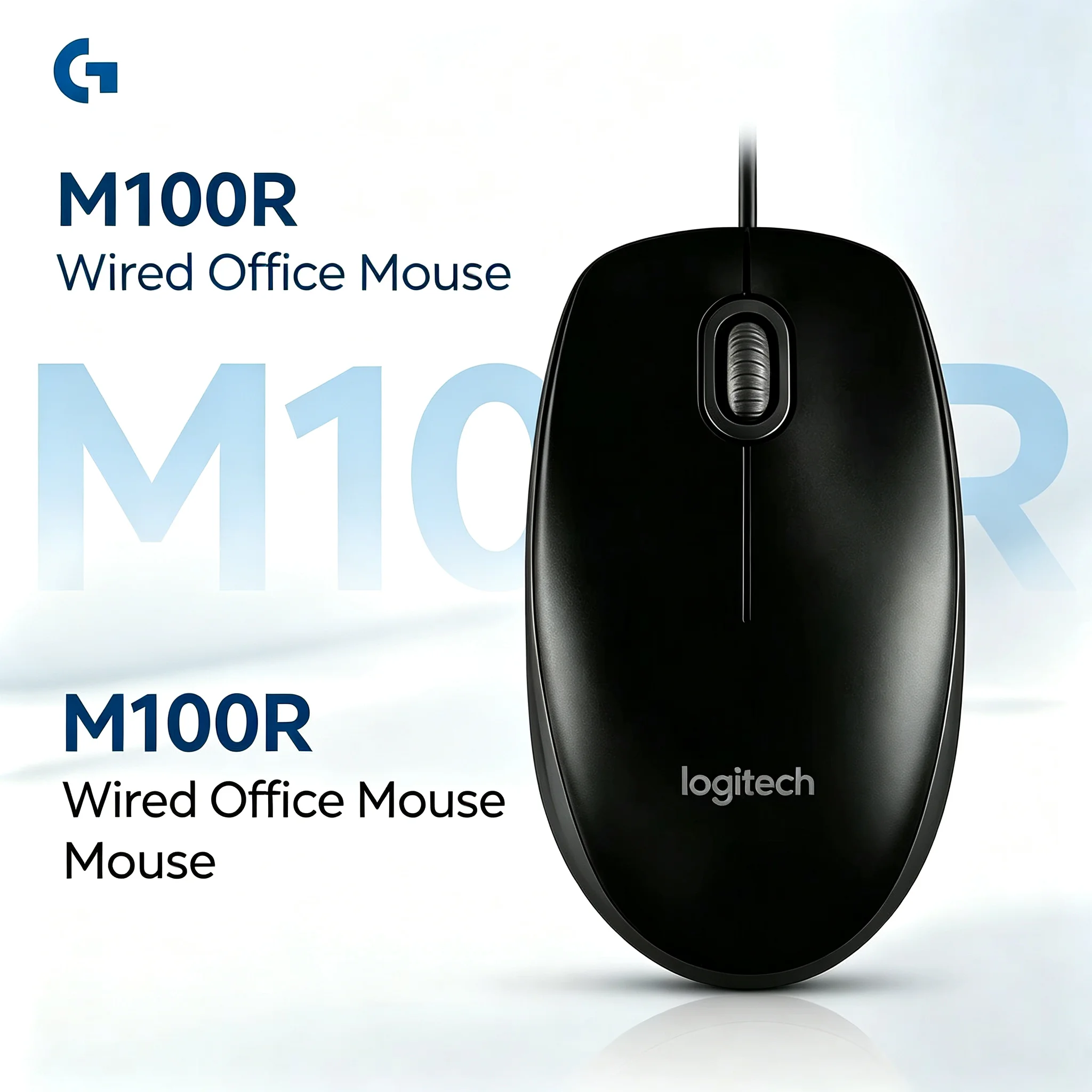Logitech M100R Wired Optical Mouse Universal USB Connection Mice for Laptop PC
