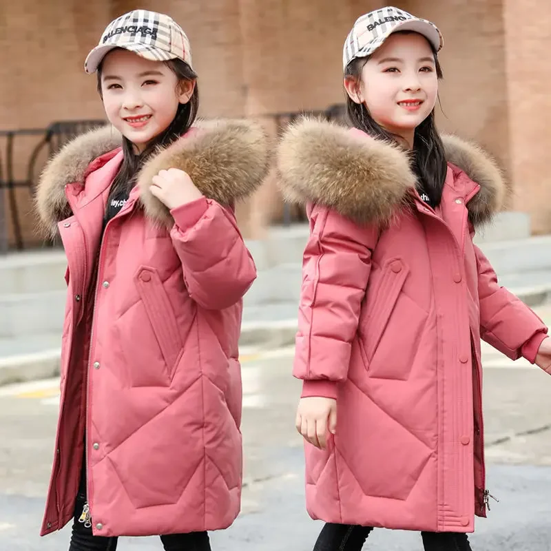 Jacket for Girls Hooded Warm Children Fashion Winter Coat Kids Teenage Girls Clothing Cotton Parkas Outerwear 8 10 12 Years Old