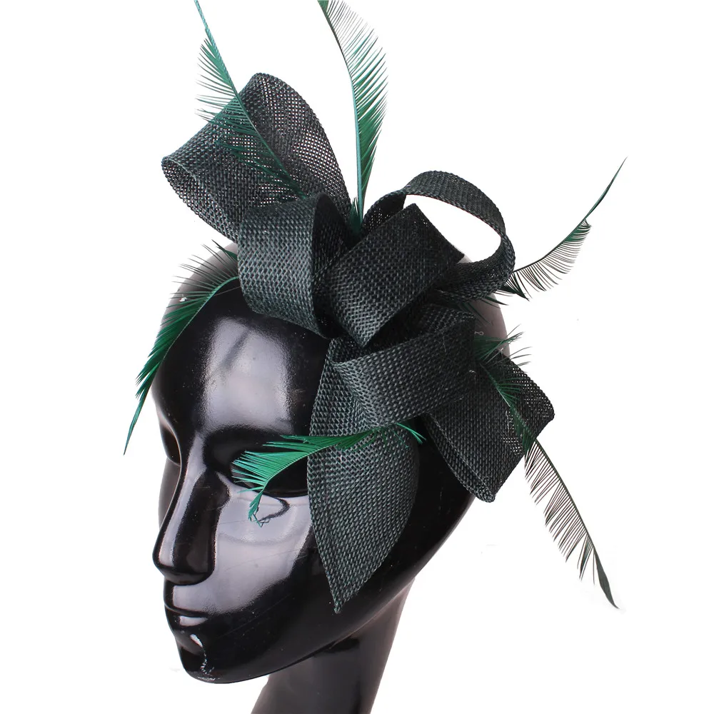 Frauen Gold Feder Blumen Hut Haar Clip Fascinator Schöne Kopfbedeckungen Stirnband Für Cocktail Party Hochzeit Kirche Haar Zubehör – Detail 25