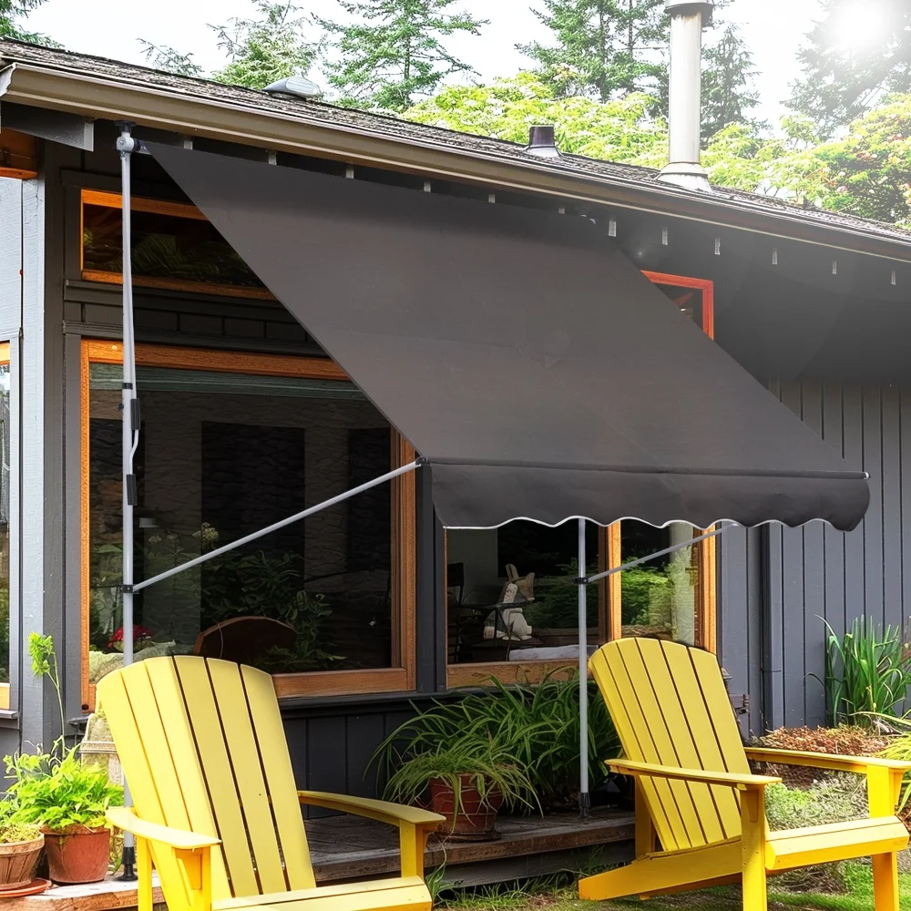 Höhenverstellbare Gelenkarm-Klemmmarkise, Aluminiummaterial, 200×150cm, grau, für Balkon und Terrasse.
