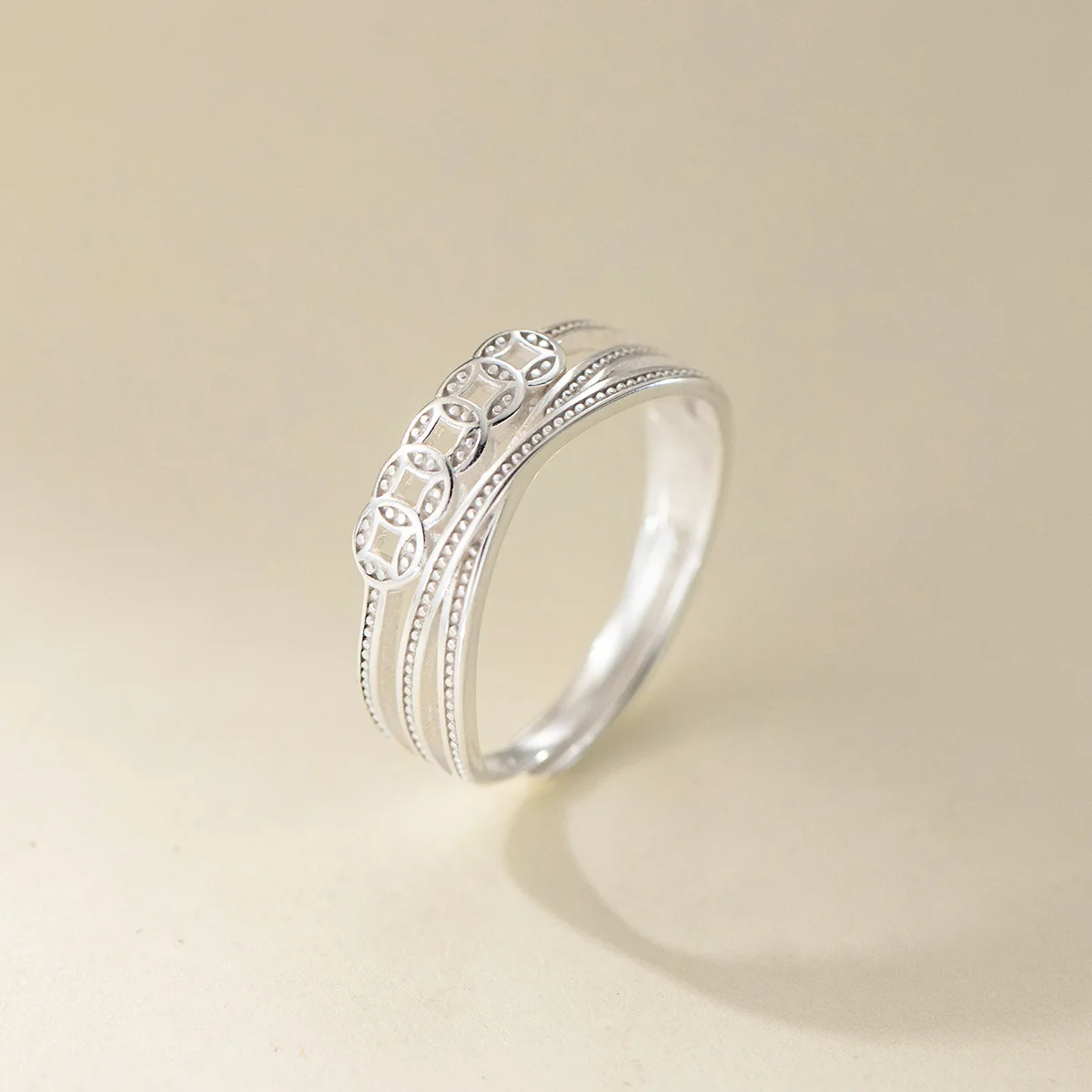 s925-pure-silver-cross-design-ring-for-women-vintage-copper-coin-index-finger-ring-fashionable-multi-layer-personality-high-e