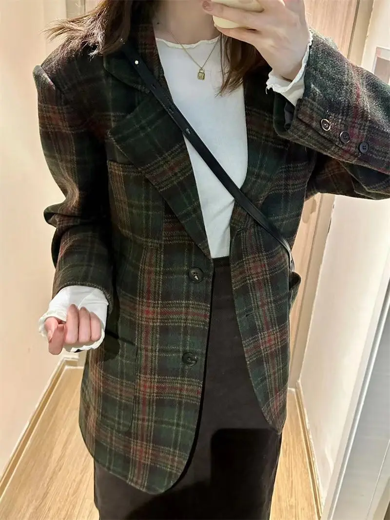 

Retro Small Fragrant Style Suit Woolen Coat For Women'S Autumn And Winter New Style, High-End Loose And Versatile Coat