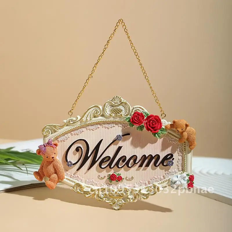 

European-style creative welcome sign wall decoration wall welcome tag shop welcome pendant resin home decorations