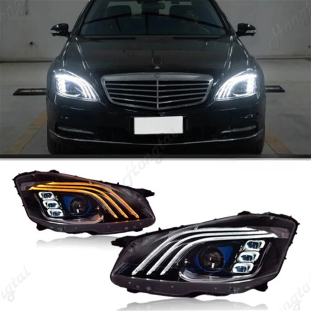 

Пара фар в сборе для Mercedes S-Class W221LED 2006-2007-2013 гг., линзы для ежедневного ходового света, рулевое управление, модифицированная лампа в сборе, головка