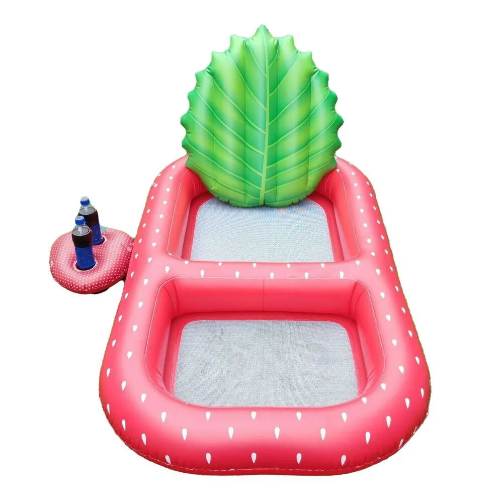 Red Inflatable Pool Float with Cup Holders Backrest Beach Floaties Airbeds Lounge Chairs Summer Beach Swimming Pool Party Toys