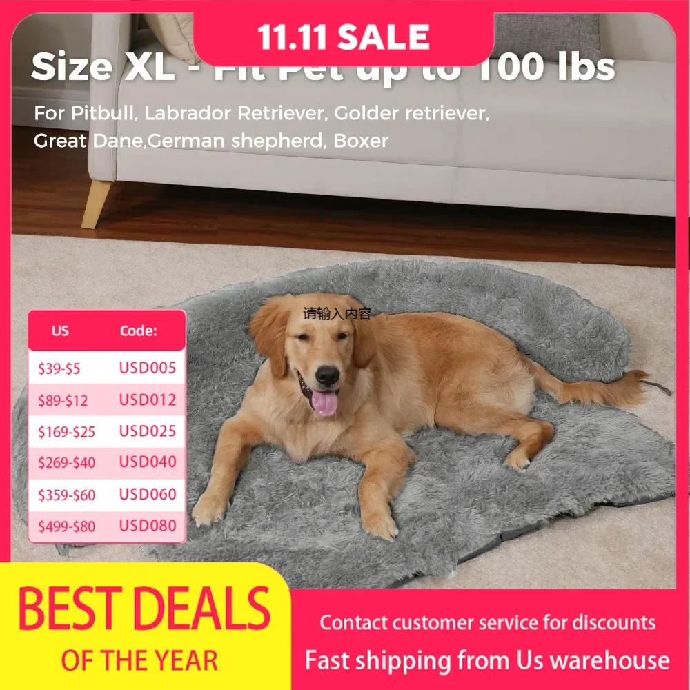 Dog Bed Large Sized Dog Fluffy Dogs Bed Couch Cover Calming Large Dog Bed Washable Dogs  Mat for Furniture Protector Supplies