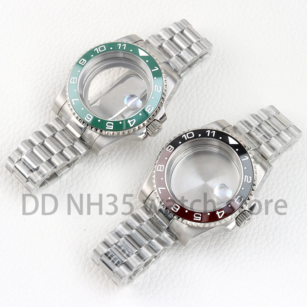 

40mm NH35 Watch Case Sapphire Glass 316L Stainless Steel for GMT NH34 NH35 NH36 NH38 Movement 28.5mm Dial Presidential Bracelet