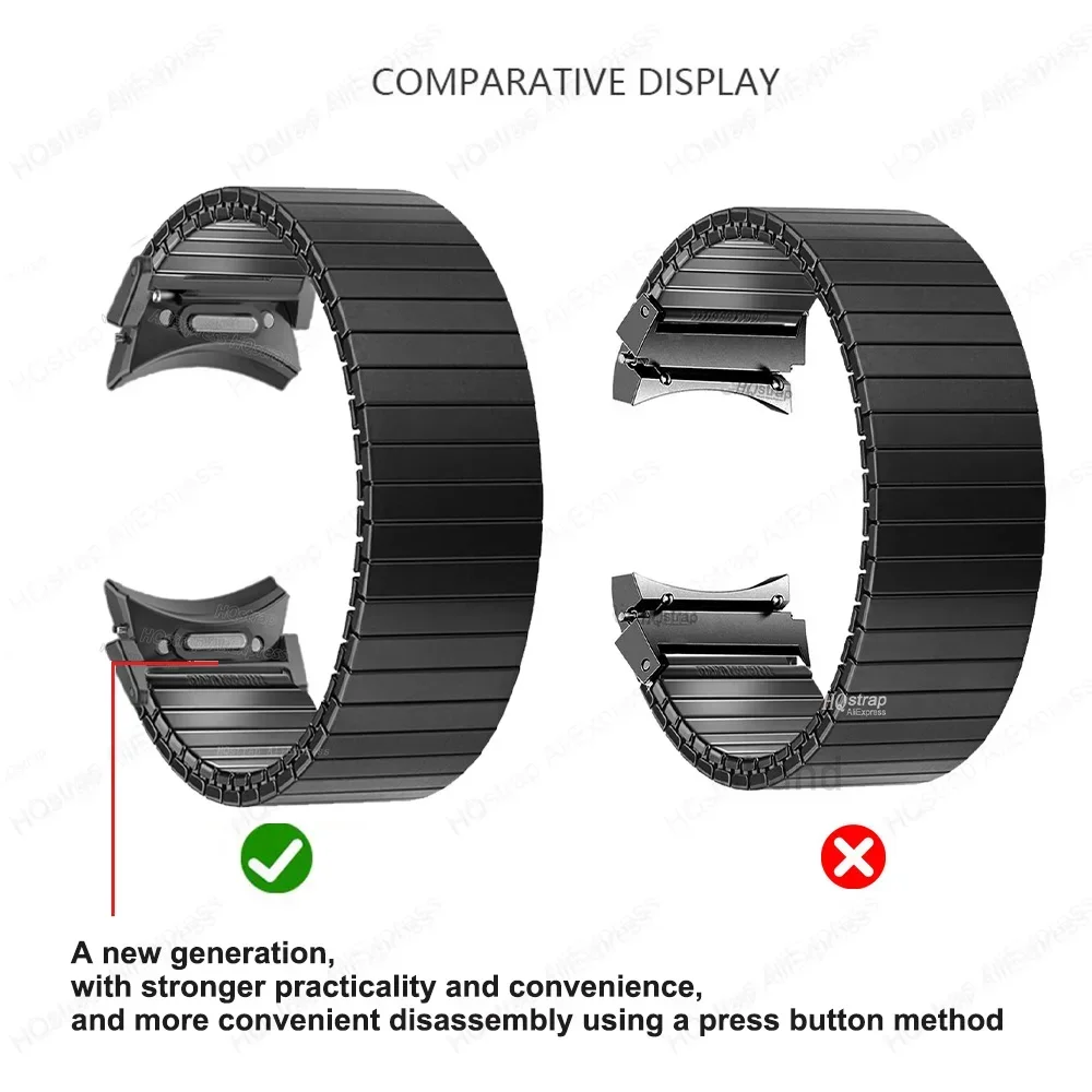 No Gaps Quick Fit Stainless Steel Elastic Strap for Samsung Galaxy Watch 6 Classic 43mm 47mm 40 44mm Bracelet for Watch 5 4 Band