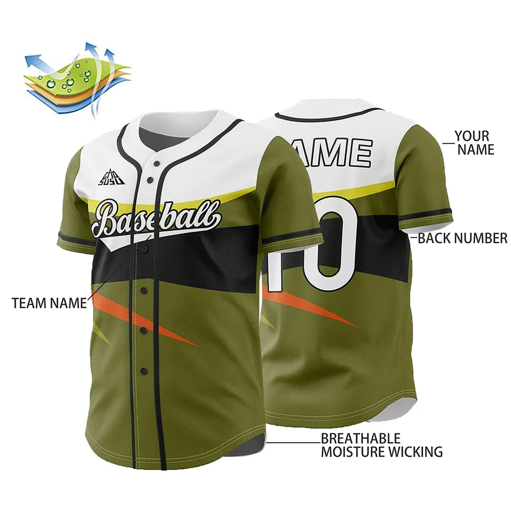 Baseball Jersey Full Buton Short Sleeve T-shirts Custom Name Logo Number Adult Kids Training Kits  Jersey Men Women