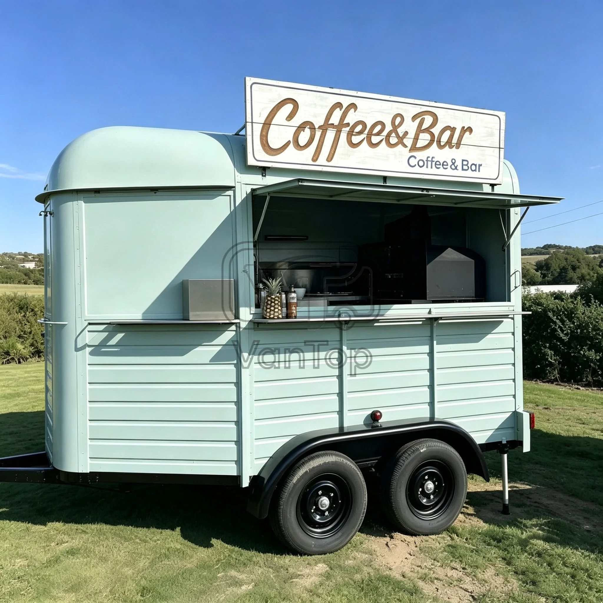 Vintage Horse Trailer Food Truck AU USA EU Standard Horse Float Mobile Coffee Bar Trailer With Serving Window Stainless Steel