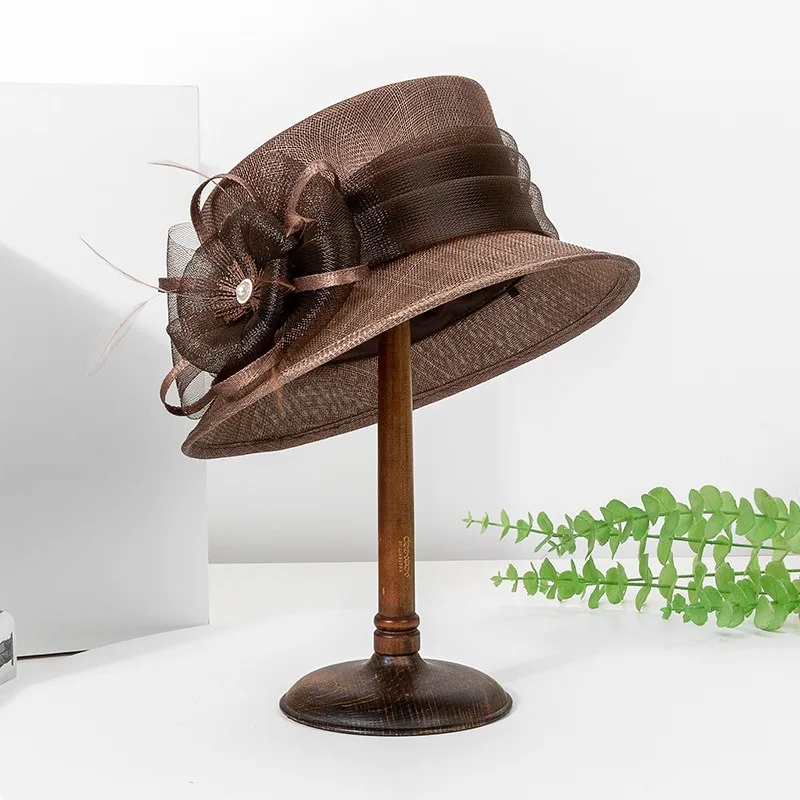 female-sinamay-bowler-hat-with-flower-feather-for-women-perfect-for-wedding-cocktail-tea-party-kentucky-visor-bucket-cap