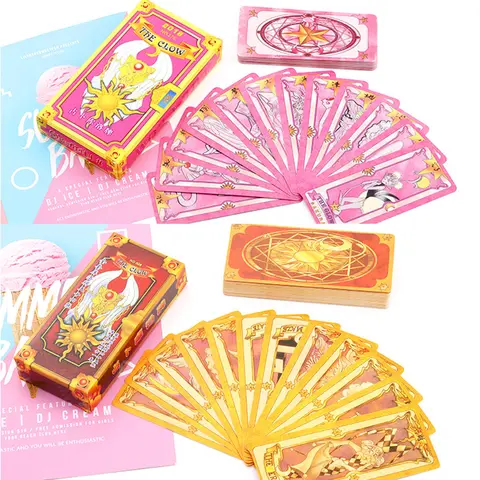 Anime Sakura Clow Card Cosplay KINOMOTO SAKURA Card Tarot Hallooween Party Costumes Props Xmas Gifts Collectible 59Pcs Big Size