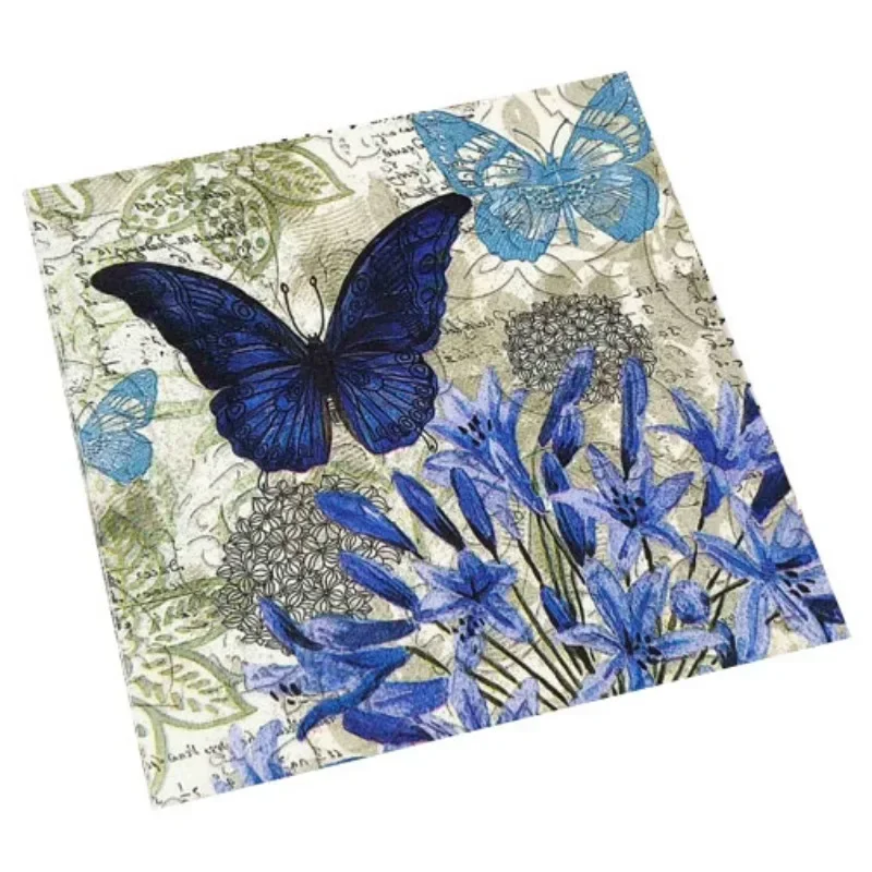 20pcs/pac Butterfly Flower and Grass Colorful Printed Napkin Square Paper Napkin Restaurant Cafe Folded Facial Towel 2 Ply 33cm