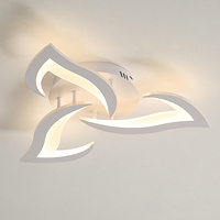 Modern Flower Shape LED Ceiling Light Fixture, 3000K Warm White Light Acrylic Flush Mount Ceiling Lamp (3-Head White)