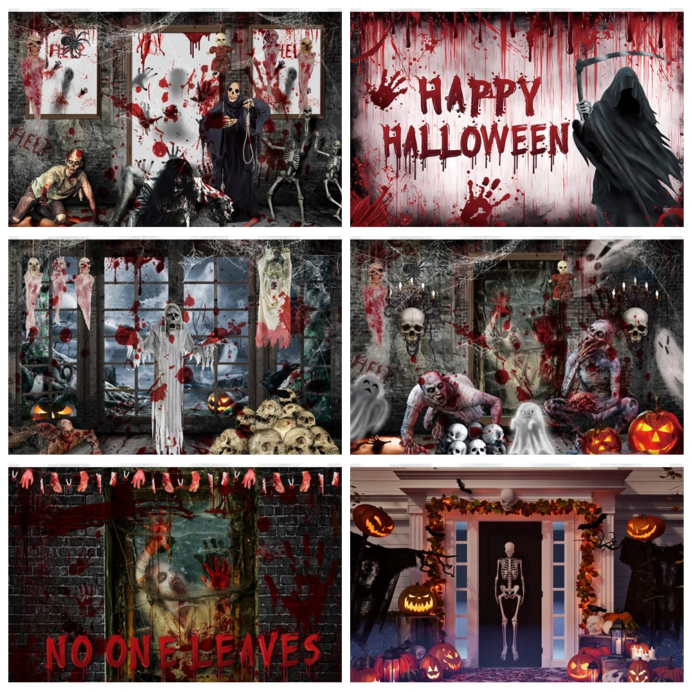 

Horror Halloween Backdrop Scary Hospital Bloody Mortuary Classroom Haunted House Halloween Party Photography Background Decor