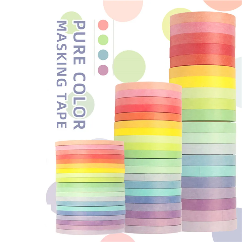 Pure Color Washi Masking Tape Set Decorative Tapes Stickers for diy Bullet Journal Planner Scrapbooking Stamping Gift Wrapping