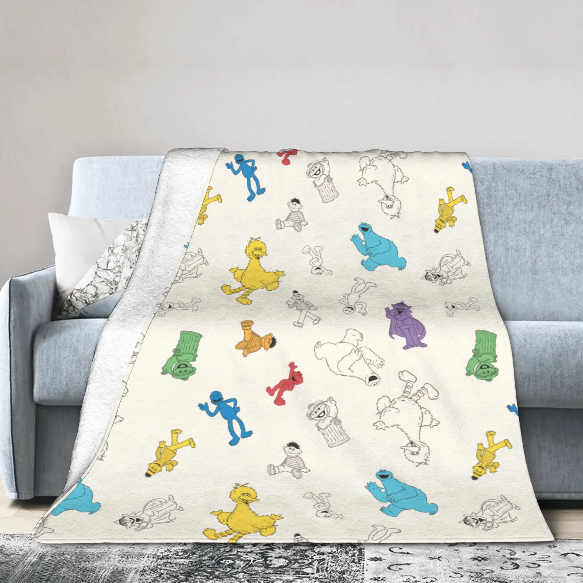 Sesames Streets Pals Colorful Vintage Blanket  Flannel Throw Blankets Bedroom Sofa Portable Ultra-Soft Warm Bedspreads,