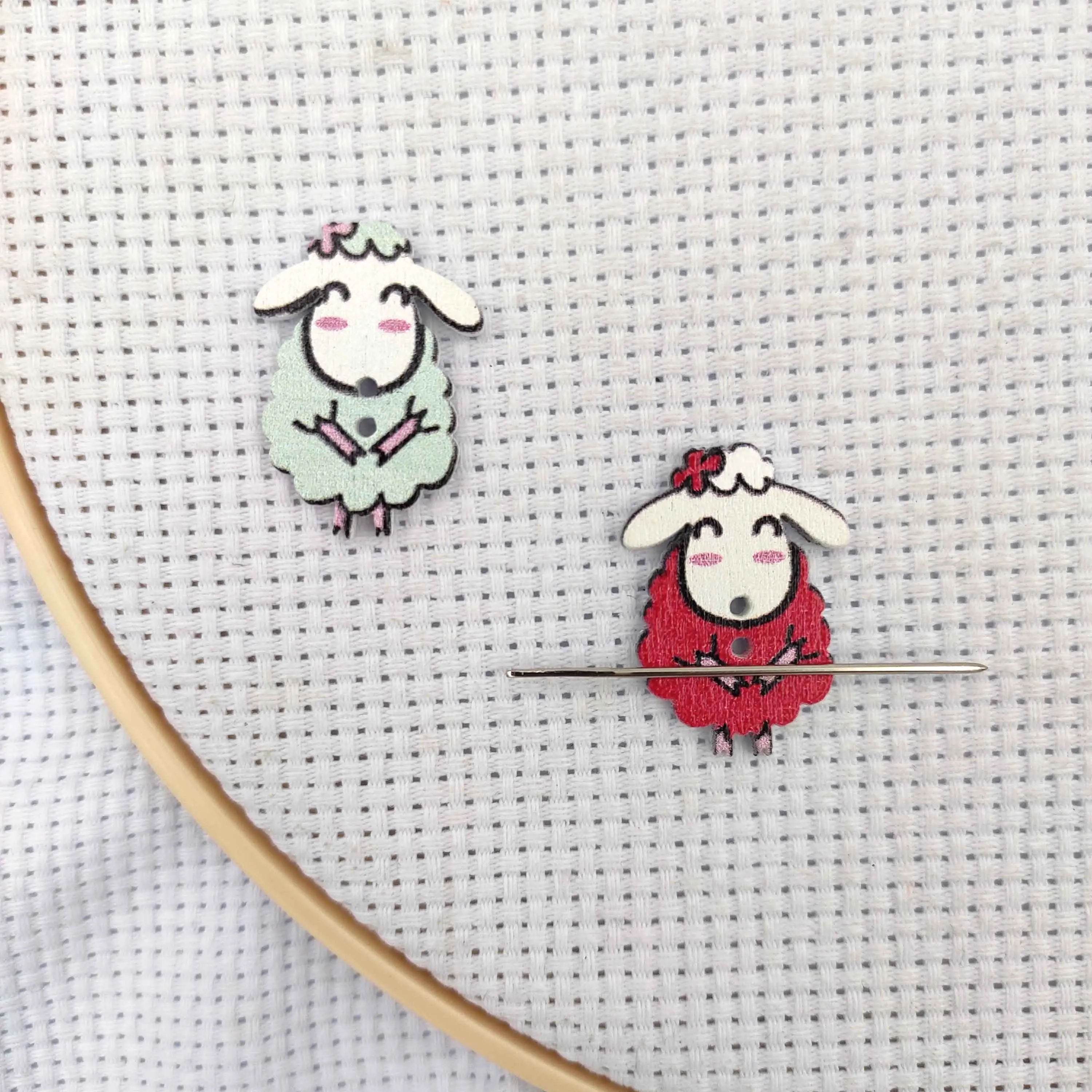 Set di 2 minder ad ago porta aghi in legno per cucire ago magnete custode carino ago di pecora accessori per ricamo Nanny