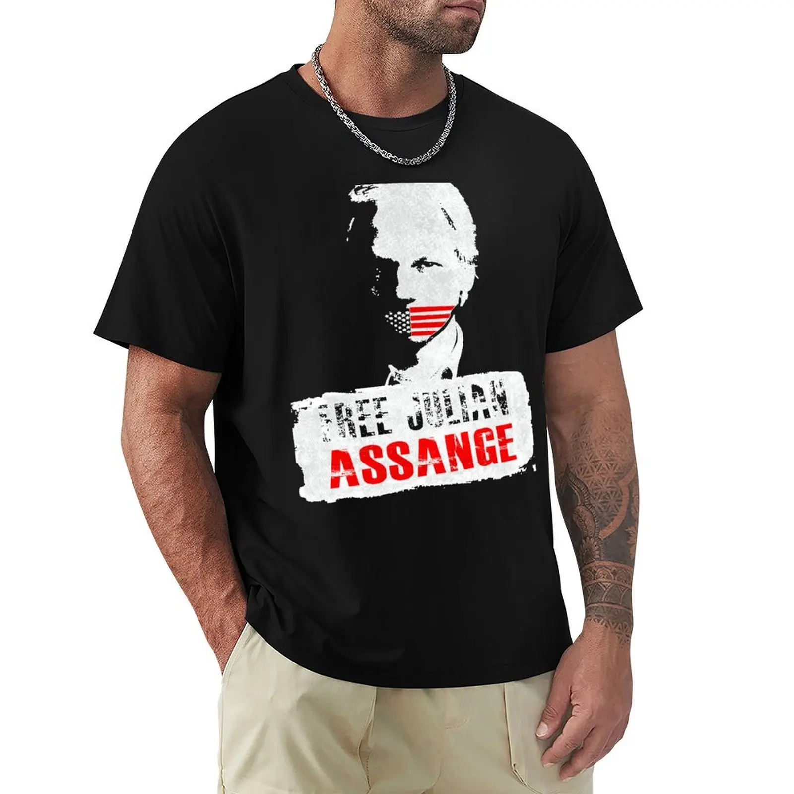 Free Julian Assange Essential T-shirt blacks quick drying customs anime Men's t shirts