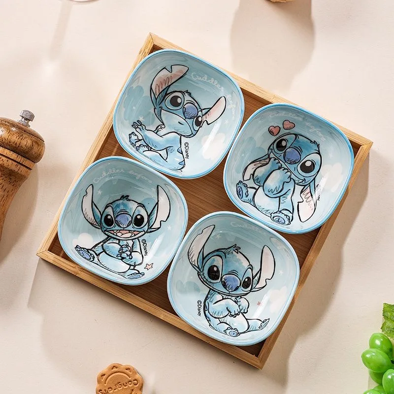 

Керамическая квадратная тарелка Лило и Стич, маленькая тарелка, бытовая керамическая посуда, милый мультяшный высококачественный аниме-фигурка