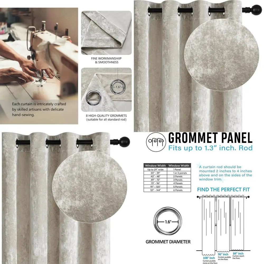 

Luxurious 52x108 Inch Crushed Velvet Curtains for Thermal Insulation, Soundproofing, and Light Filtering - Set of 2 Panels
