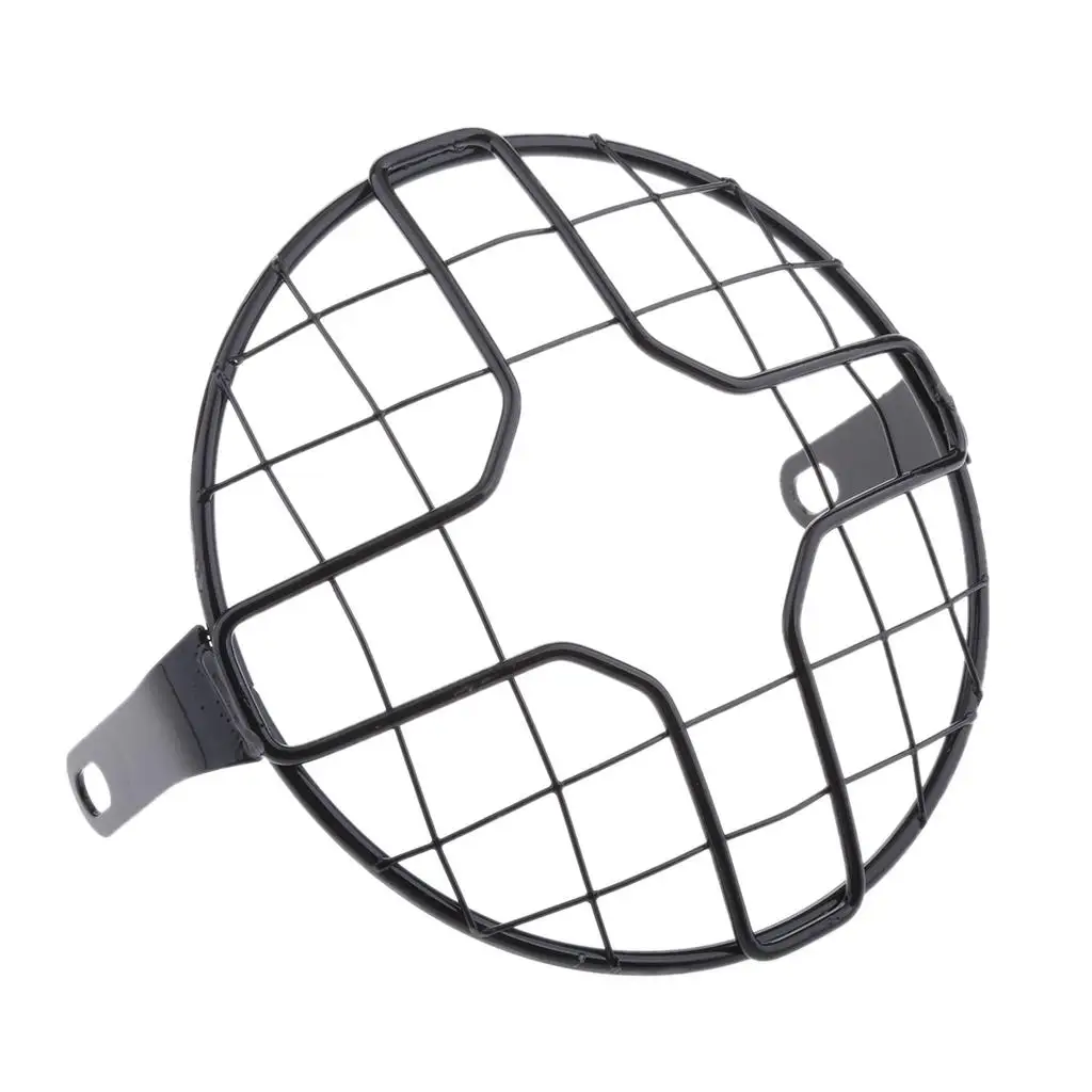 Motorcycle 7inch 175mm Headlight Mesh Grill Side Mount Universal Head Lamp Cover