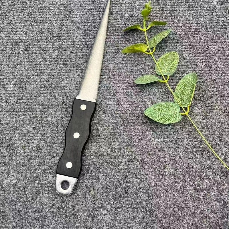 Electroplated Diamond Double-Sided Sharpener Pointed Head Black Flat Handle for Kitchen Knife Scissors Blade Repair Tool