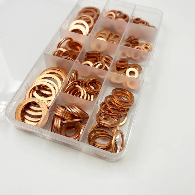280-teiliges Kupfer-Unterlegscheiben-Dichtungsmutter- und Bolzenset, Flachring-Dichtungs-Sortiment-Set mit Box, M5, M6, M8, M10, M12, M14, M16, M20 für Sump-Stecker – Detail 4