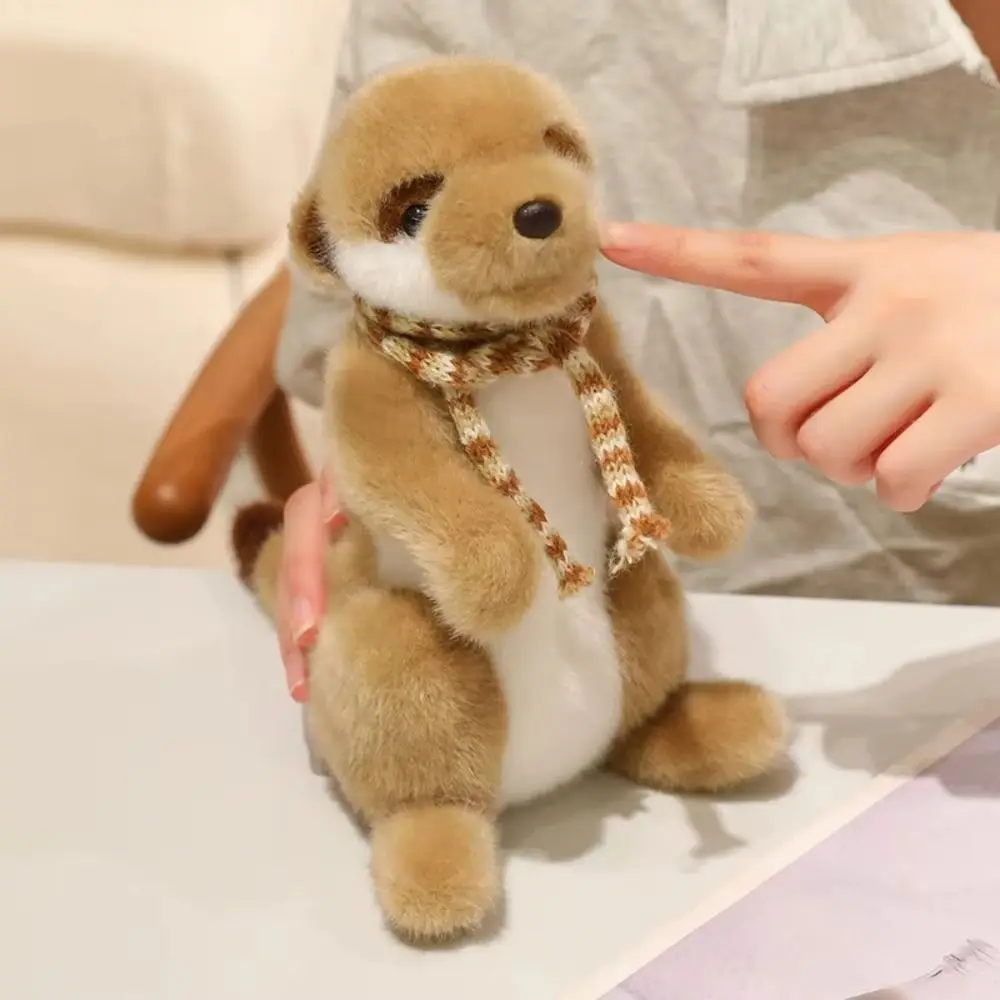 Soft Fluffy Meerkat Weighted Pellet Realistic Lifelike Meerkat High-quality Comfort Detachable Scarf Suricate