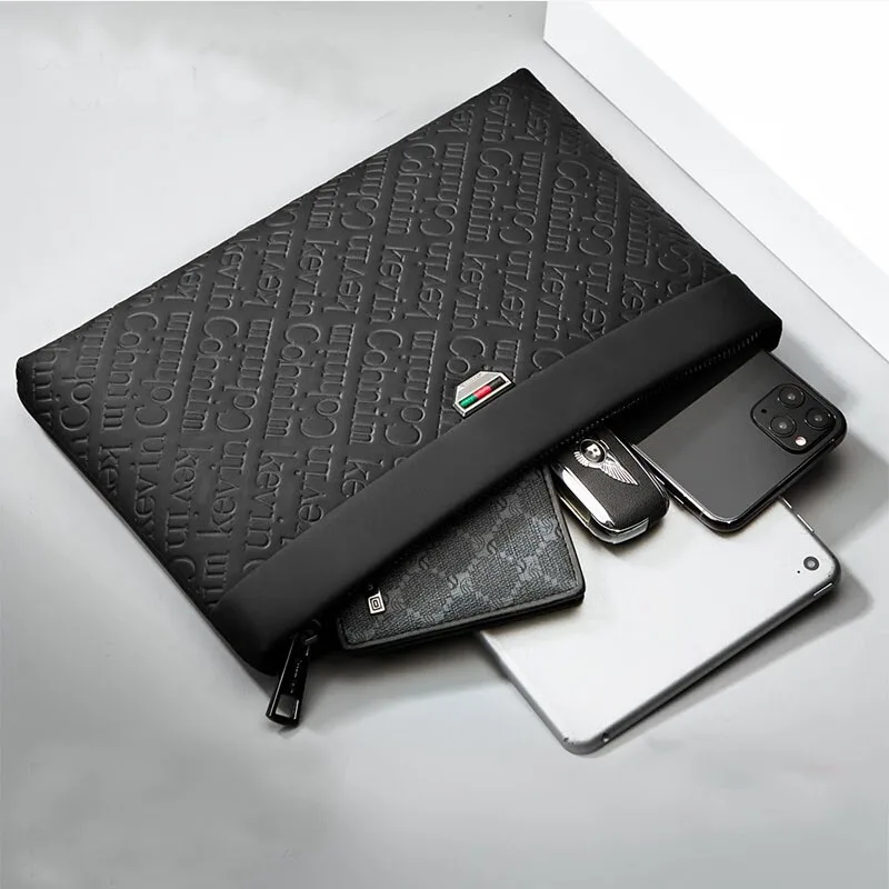 Fashionable leather men's handbag Handheld foreskin Business fashion casual hand zippered men's purse Hand grab envelope wallet