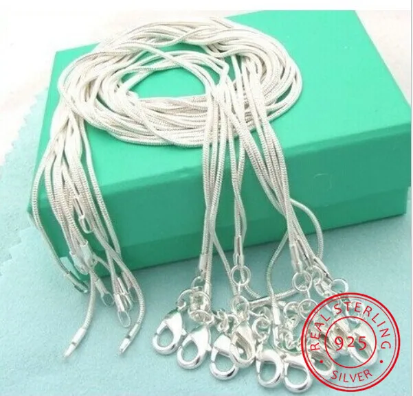 10pcs/lot Promotion! Wholesale 925 Sterling Silver Necklace Silver Fine Jewelry Snake Chain 2MM 16-30inch Necklace for Women Men