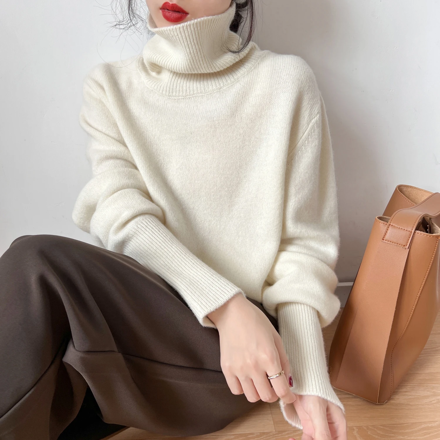 Women Cashmere Sweater Jumper Female Pullover Long Sleeve Casual Turtleneck Autumn Winter Cashmere Sweater