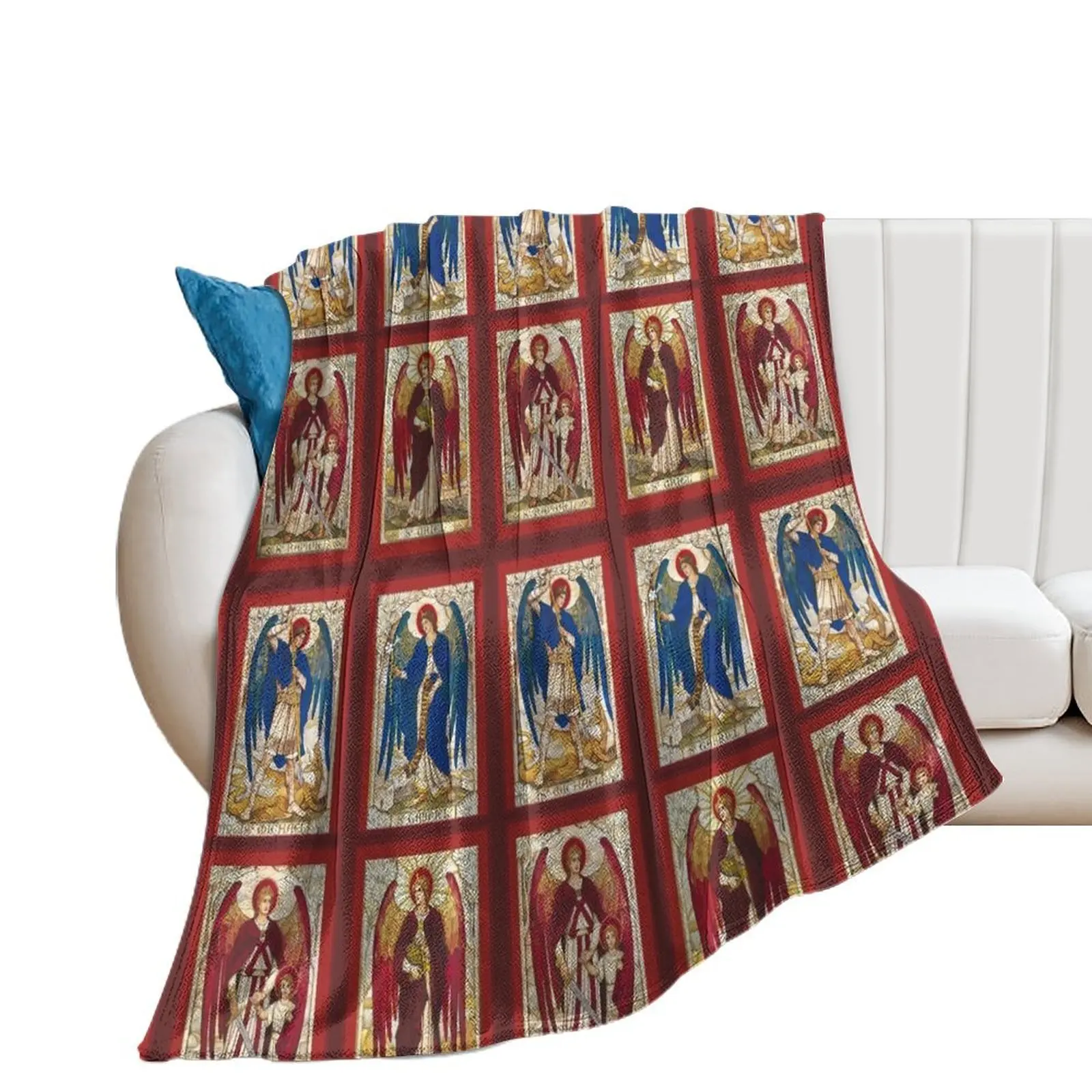 St MIchael St Gabriel St Raphael and Uriel Archangel Angel Saint Throw Blanket Sleeping Bag Flannel Fabric Blankets