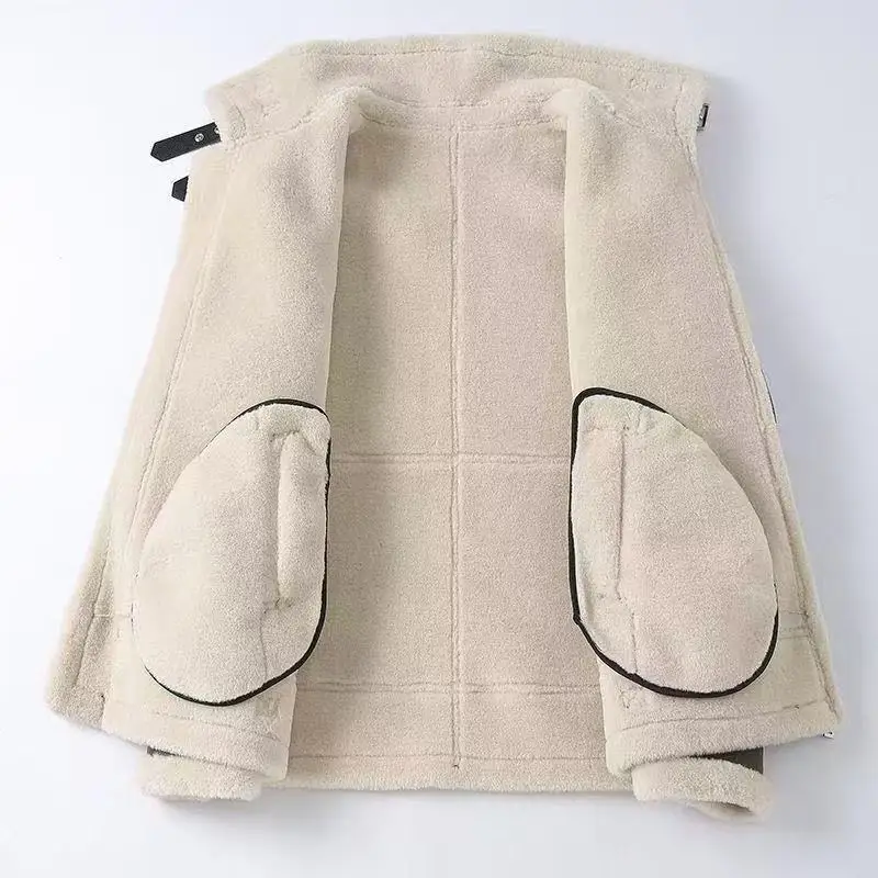 جديد أزياء الرجال الشتاء الفراء المتكاملة السترات رجل الصوف سترات من الجلد جودة الذكور سمكا الدافئة معاطف جلدية حجم 5XL #4