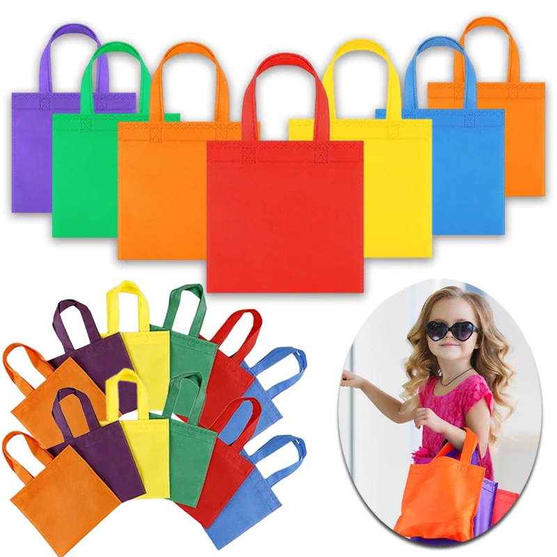 5 Stück leere Goodie-Taschen, 15/20/25 cm, Vliesstoff, wiederverwendbar, für Festivals, Geschenke, Aufbewahrung, Partygeschenke, Tasche für Kinder, Geburtstag, TMZ – Detail 3