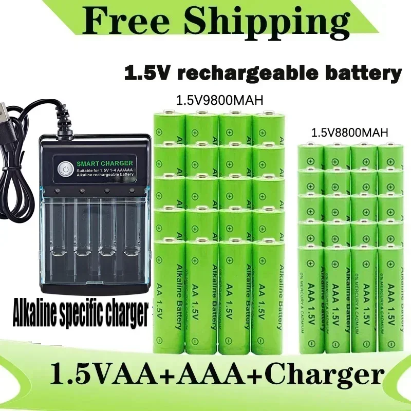 

Original Rechargeable Battery 1.5V AA9800mAh+AAA8800mAh+Charger for Computer Clock Radio Video Game Digital Camera AA AAAbattery