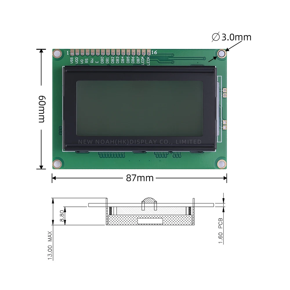 รัสเซียน้ําแข็งสีฟ้าฟิล์มตัวอักษรสีดํา 1604A การประกันคุณภาพ 04*16 LCD 3.6 นิ้วหน้าจอ LCD ST7066U จอแสดงผลตัวอักษรหน้าจอ