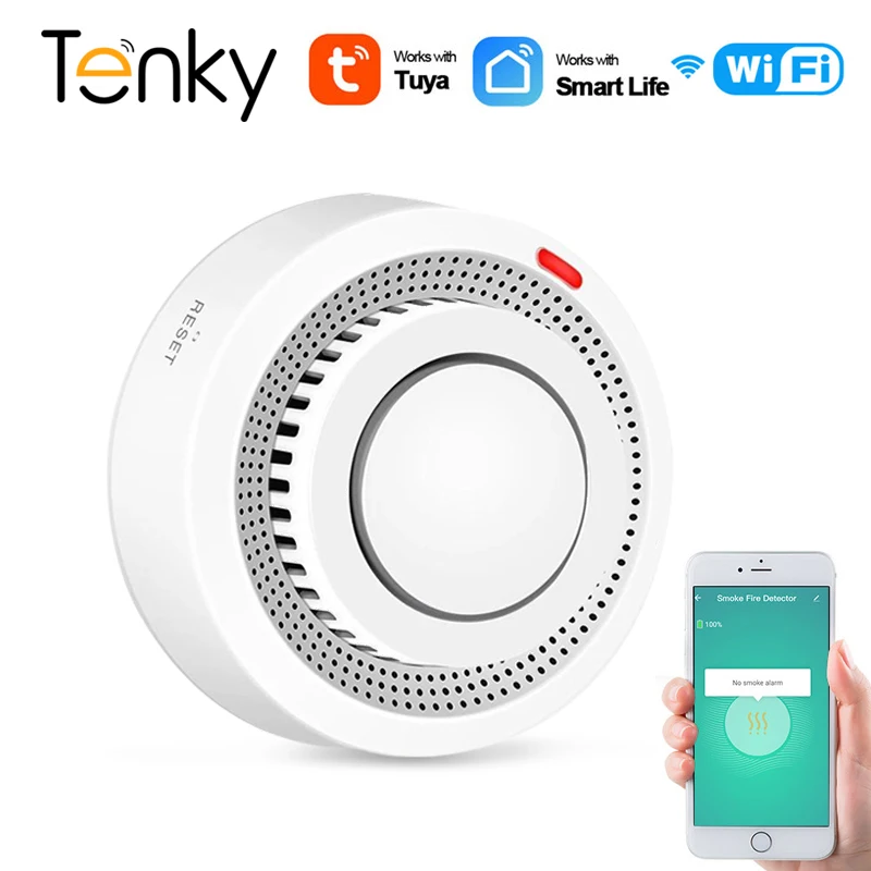 Tuya WiFi Khói Cảm Biến Báo Động Chống Cháy Báo Khói Máy Hút Khói Hỏa Lực Kết Hợp Báo Động Thông Minh An Ninh Gia Đình 80DB