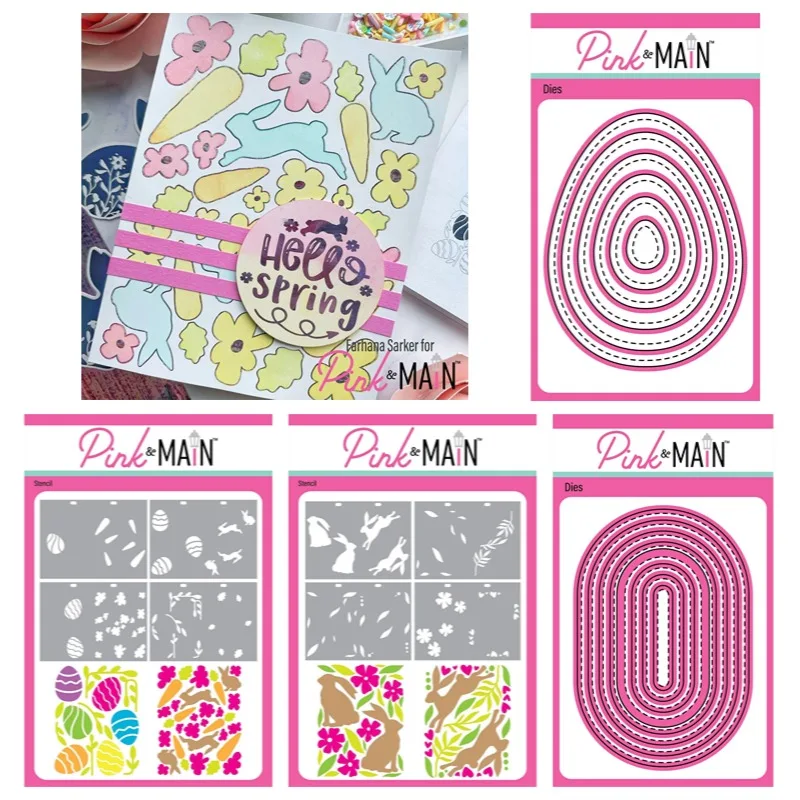 금속 절단 계란 부활절 타원형 버니 홉 공예, 실리콘 스탬프, 스크랩북 스텐실, 사진 앨범 카드, DIY 종이 엠보싱