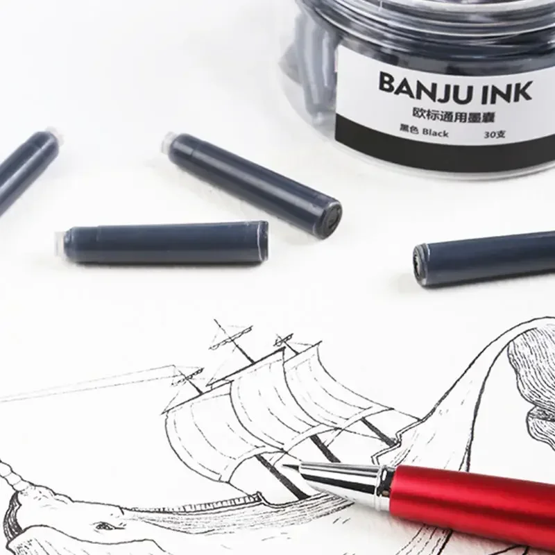 Hot 5pcs BANJU Schneider Ink Bladder European General Purpose Black Blue 2.6mm Caliber Fountian Pen Cartridge School Supplies